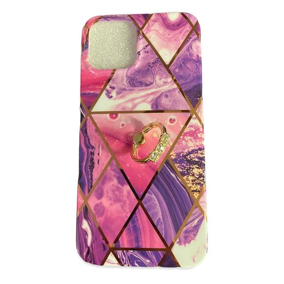 iPhone 12 Pro Max Marbleized Phone Case With Ring Hold Attached - Picture 1 of 3